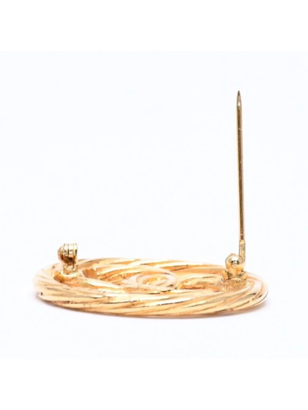 Chanel CC Logo Brooch Metal Round Gold